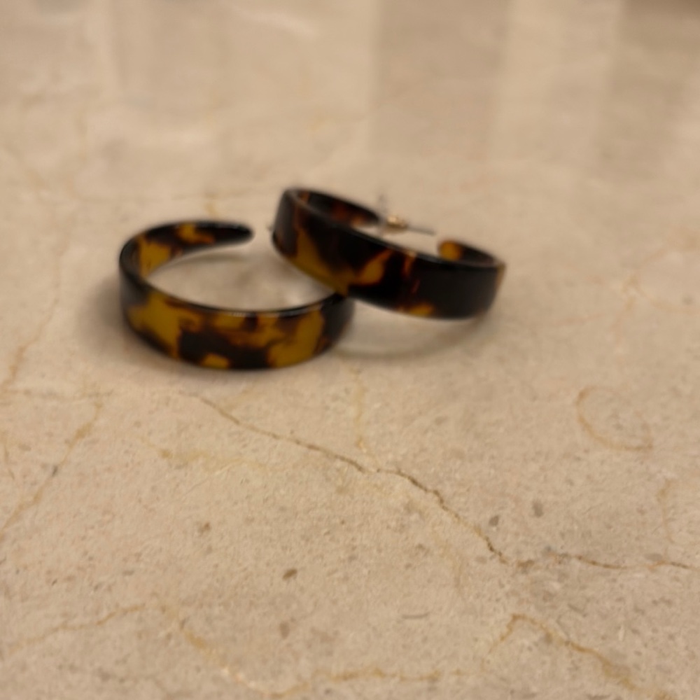 Tortoise Shell Hoop Earrings - Picture 4 of 5
